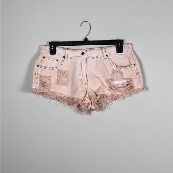 Somedays Lovin Shorts Pink Distressed Studded - Picture 1 of 2